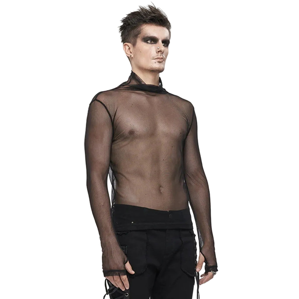High Neck Casual Mesh Top