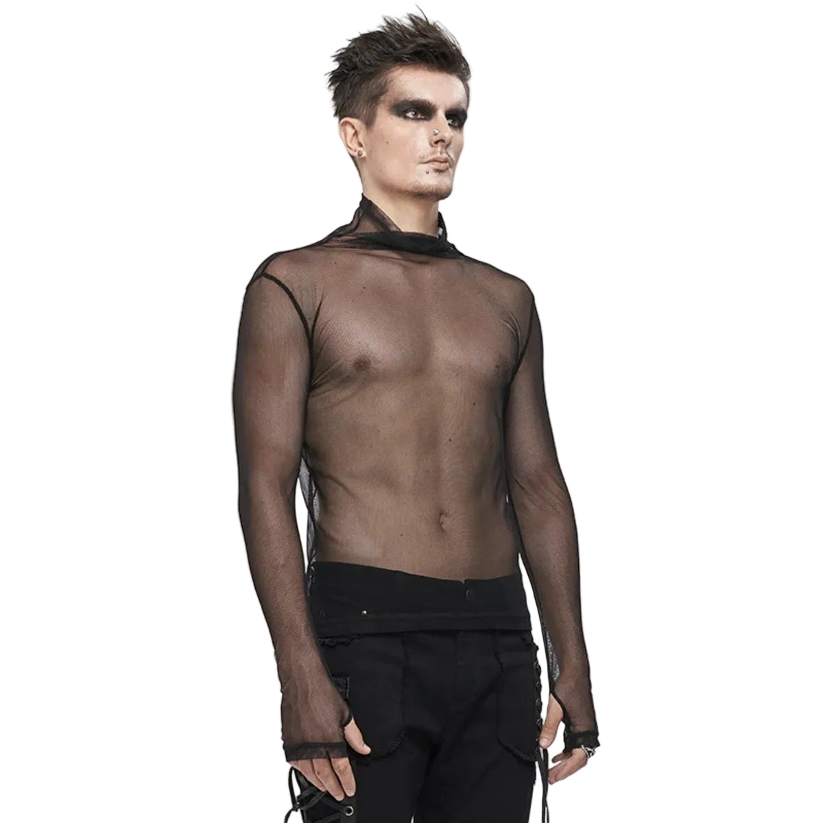 High Neck Casual Mesh Top
