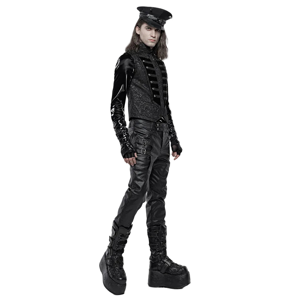 Black Ribcage Style Button Waistcoat