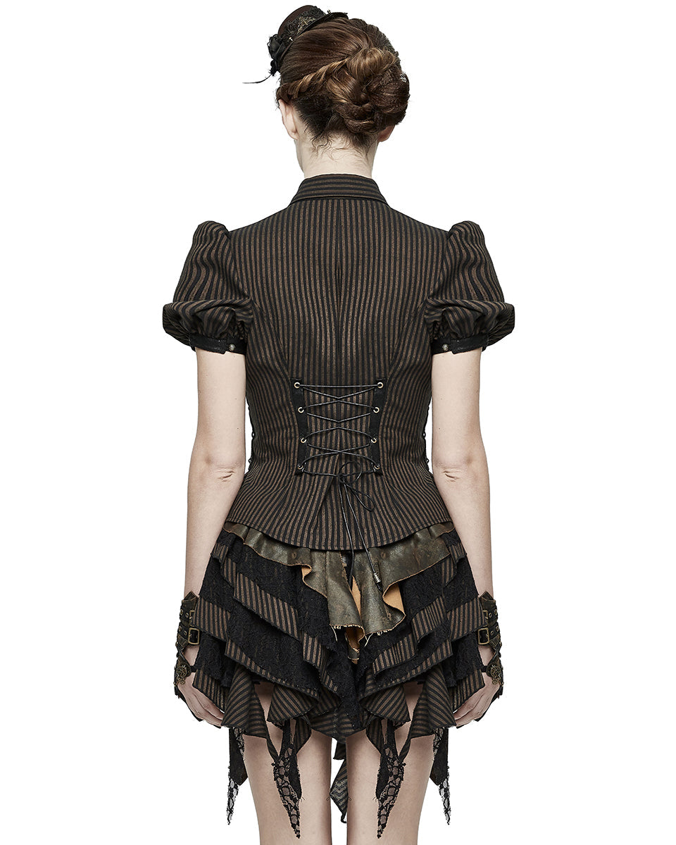 Brown Pinstripe Steampunk Shirt