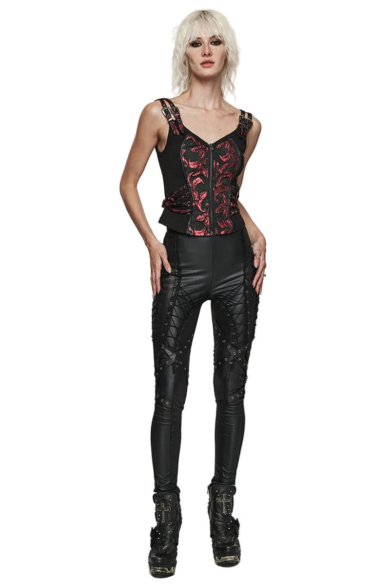 Red Poison Ivy Corset Buckle Top