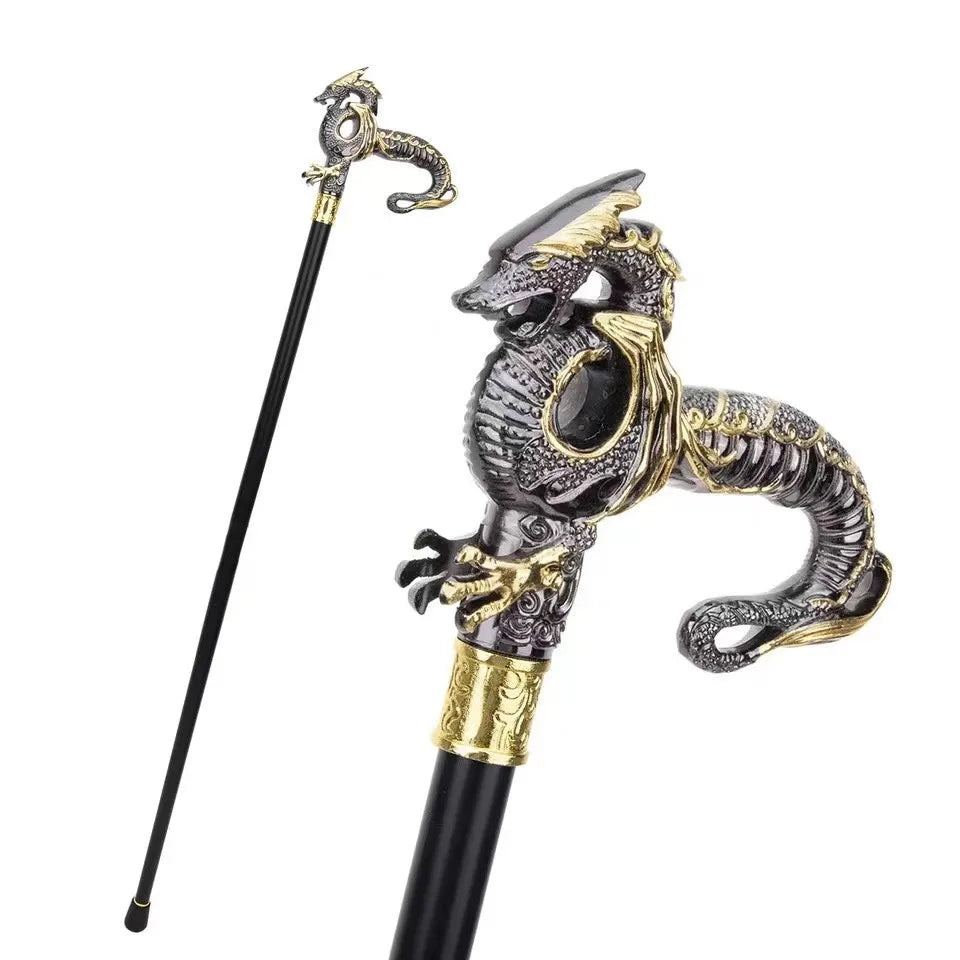 Silver & Gold Dragon Body Cane