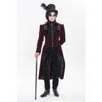 Big Buckle Zip Long Velvet Burgundy Jacket