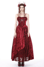 Blood Velvet Chain Maxi Dress