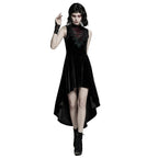 Black Gothic Hi-Lo Waterfall Velvet Sleeveless Dress