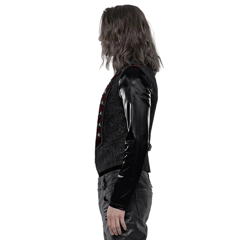 Black Ribcage Style Button Waistcoat