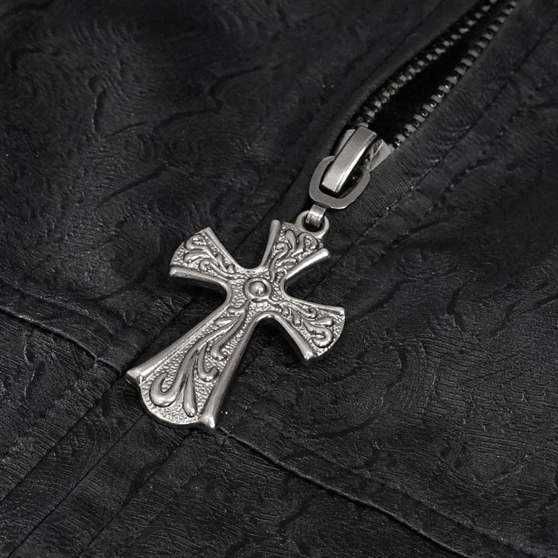 Stylish Crucifix Zip Trench Coat