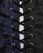 Blue Lace Up Brocade Waistcoat