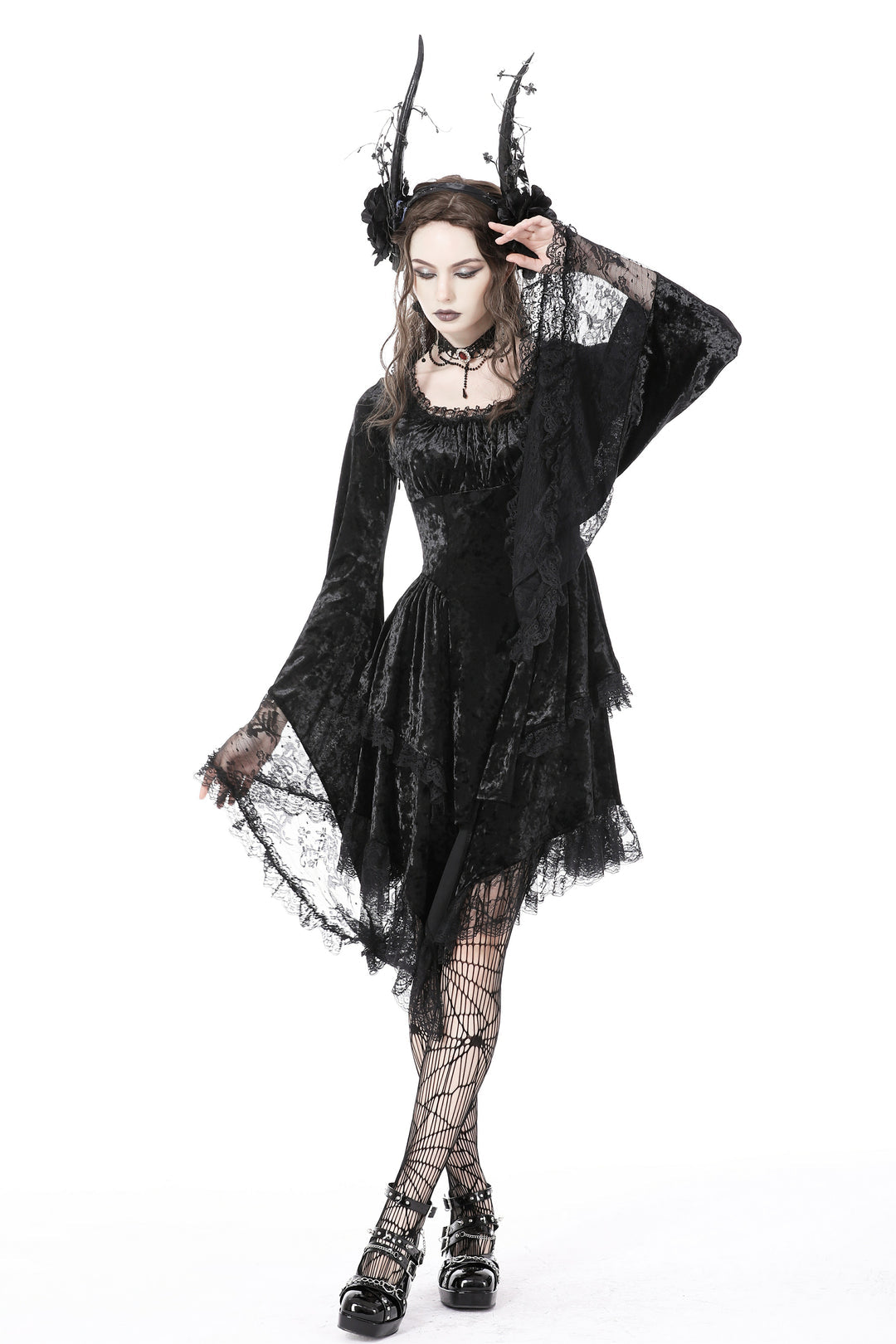 Genie Bell Sleeve Velvet Dress