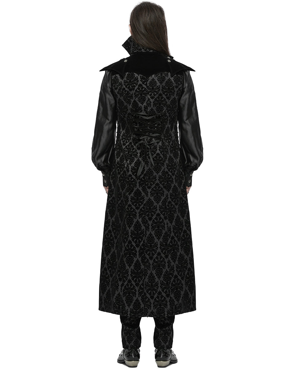 Long Flocked Velvet Waistcoat Jacket