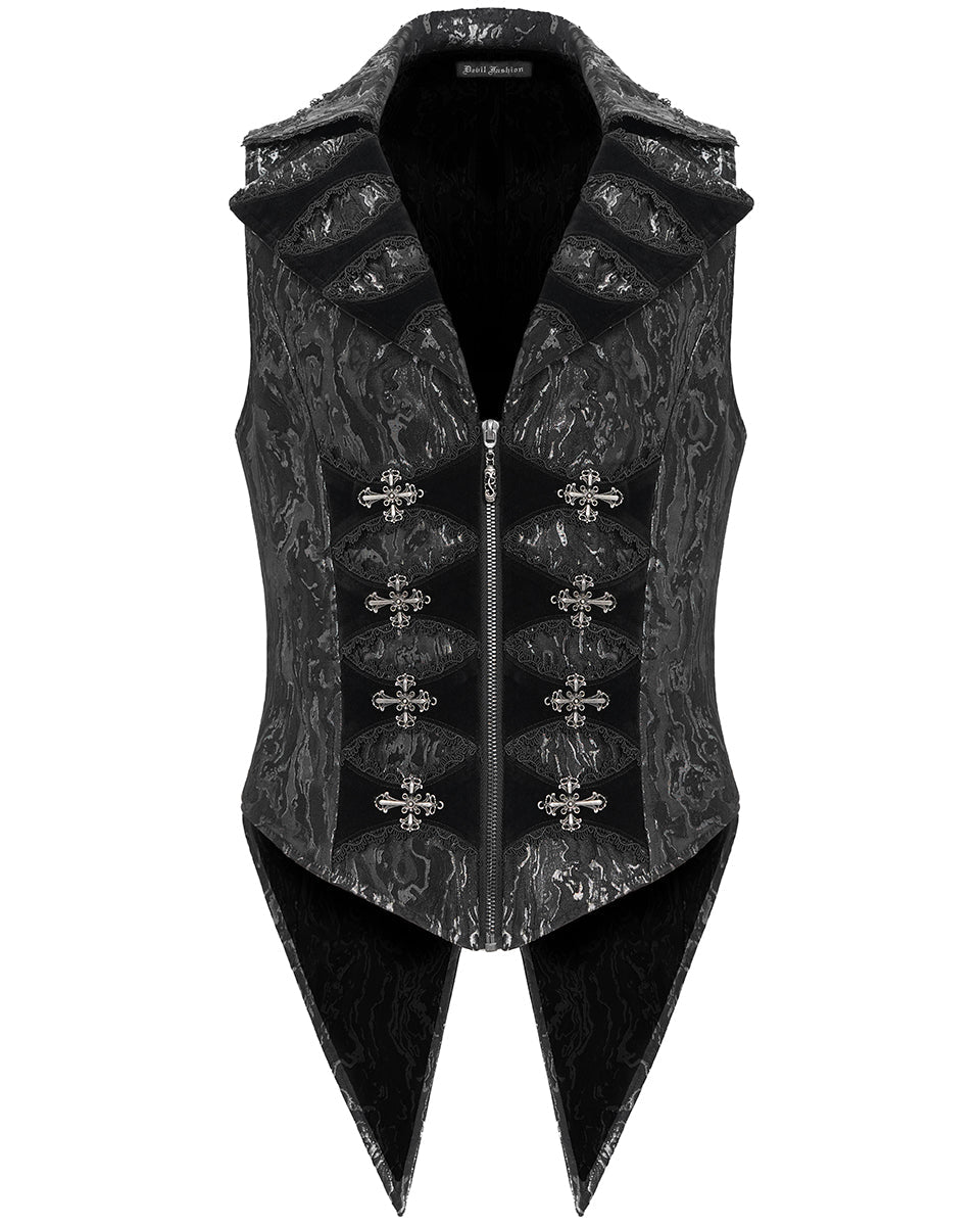 Men’s Jacquard Velvet Tailed Gothic Waistcoat