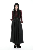 Wine Ruffle Long Sleeve Shirt