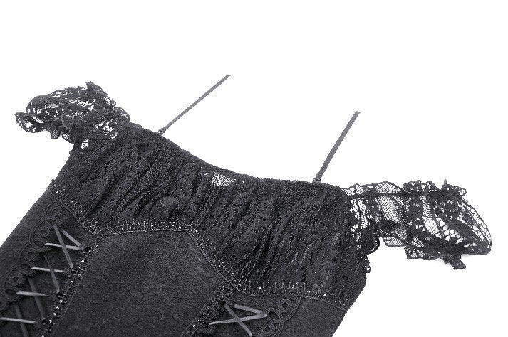 Romantic Lace Trail Bardot Strap Dress