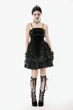 Bat Coffin Ruffle Layer Mini Dress