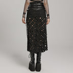 Cutout Belt Slit Maxi Skirt