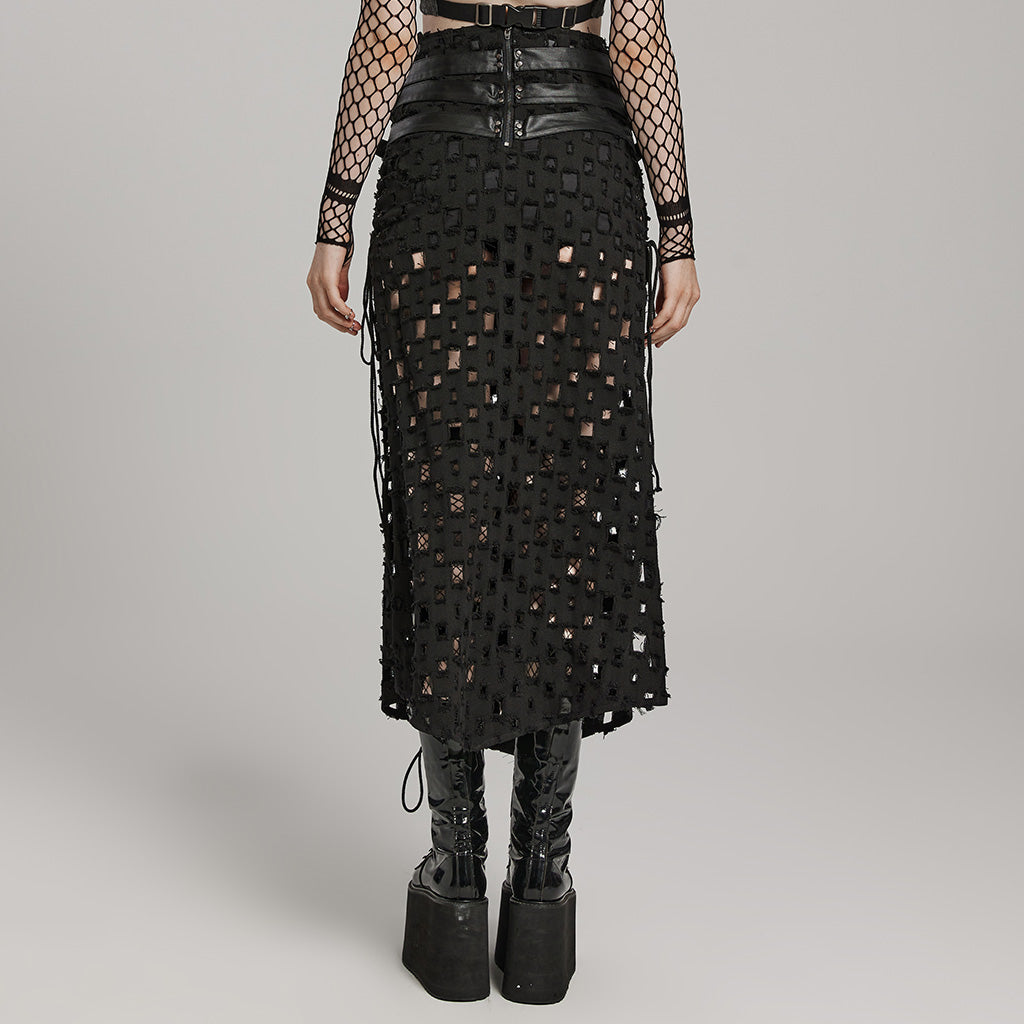 Cutout Belt Slit Maxi Skirt