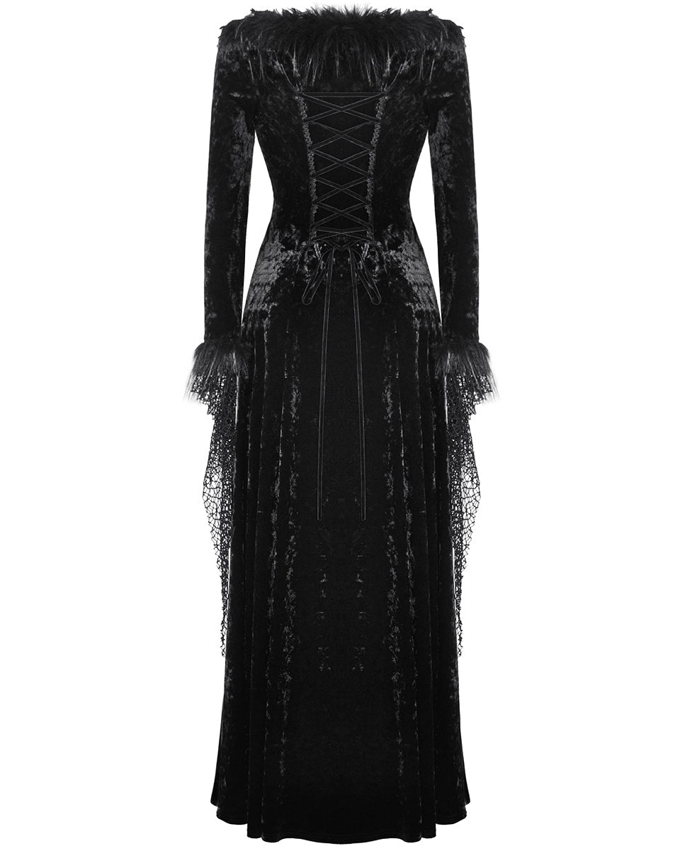 Velvet Maxi Dress with Mesh Trail Sleeves