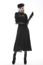 Gothic Lace Puff Sleeve Maxi Dress