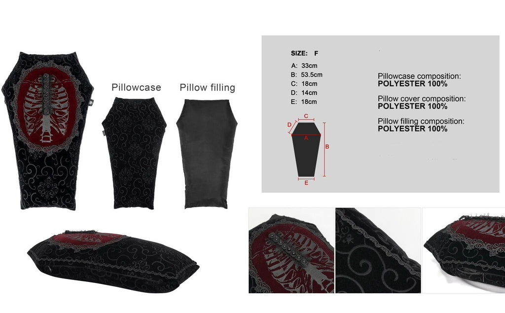 Ribcage Coffin Shape Velvet Cushion