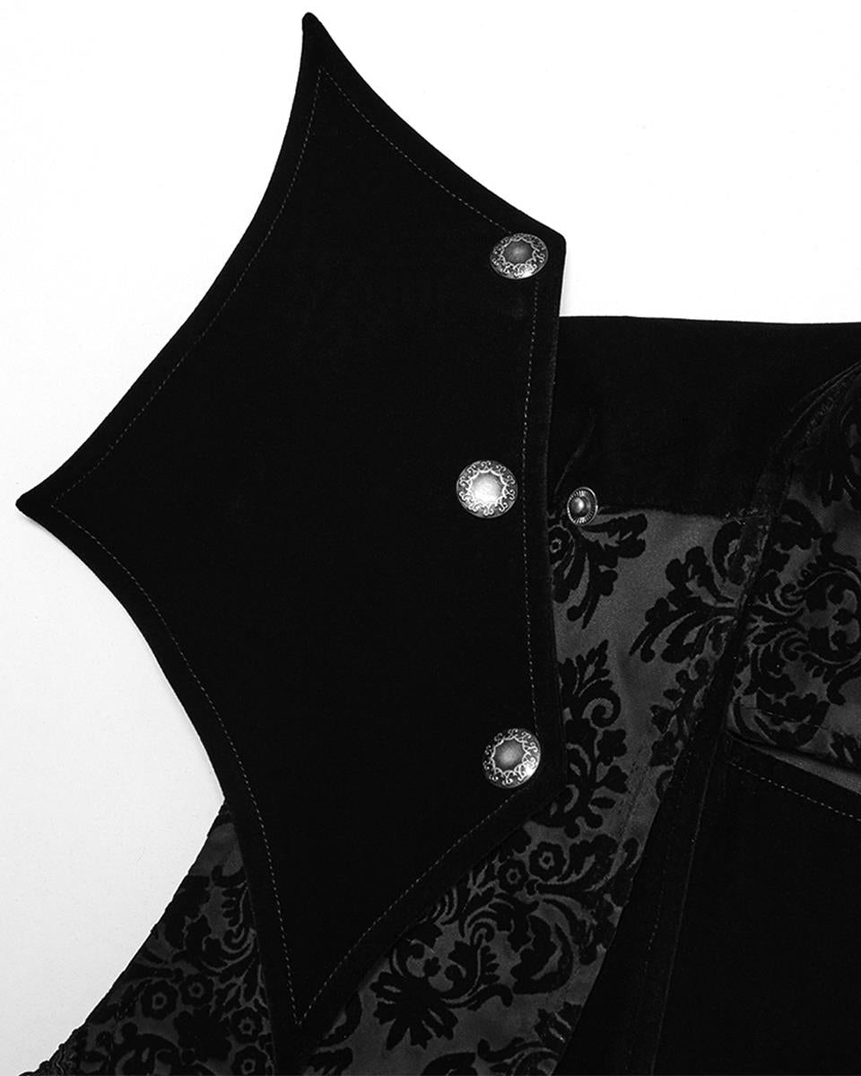 Long Flocked Velvet Waistcoat Jacket