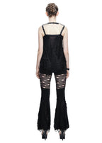 Thigh Net Cutout Flare Trousers