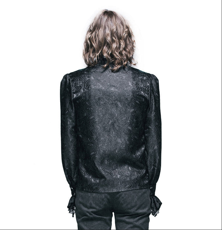 Black Paisley Jacquard Shirt With Cravat