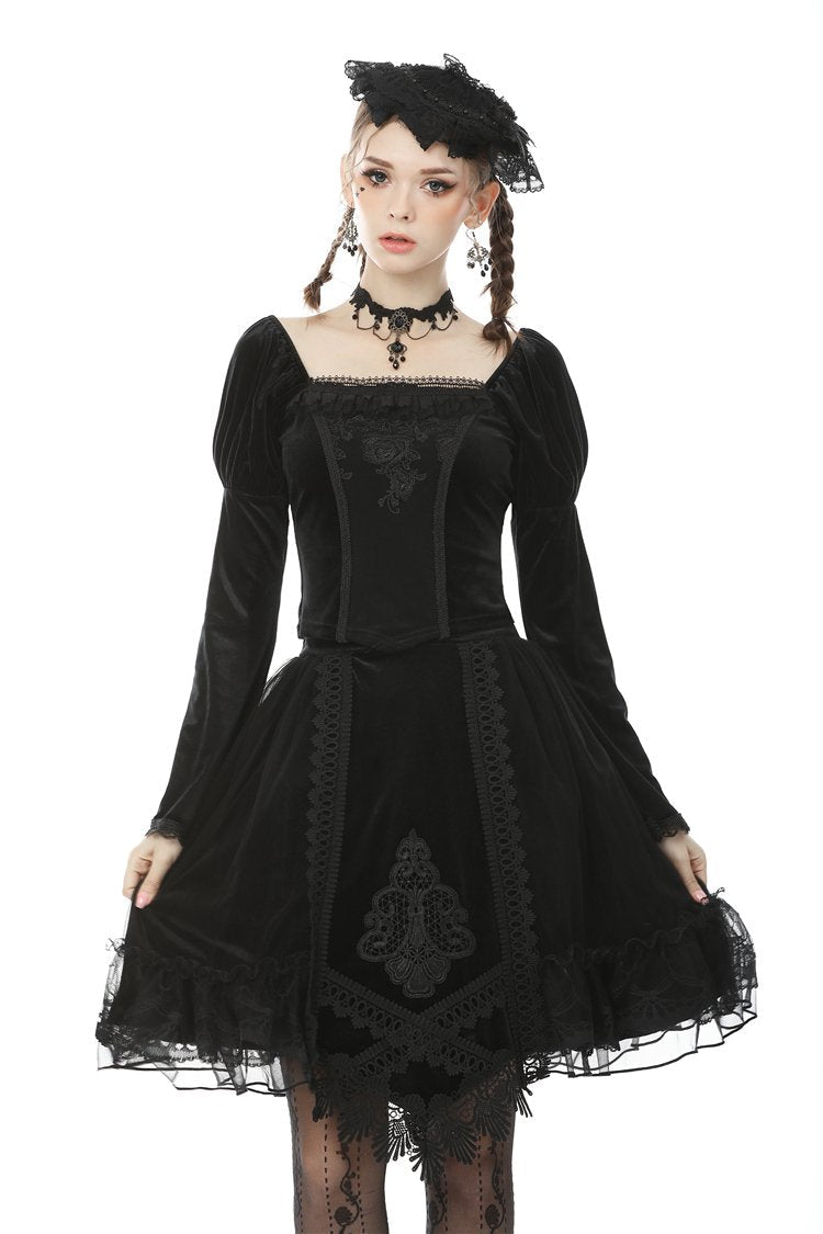 Velvet Hem Mesh Skirt