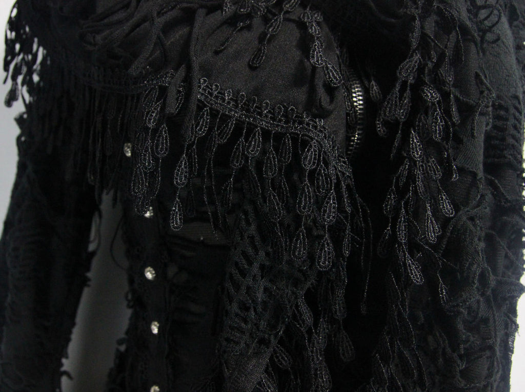 Shredded Long Hooded Cardigan