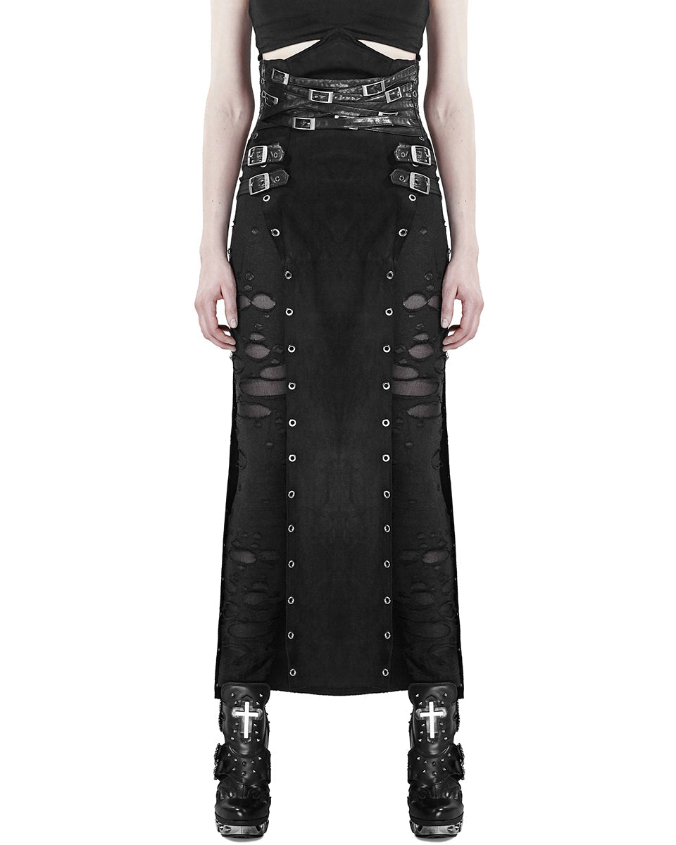 Katana Buckle Side Split Skirt