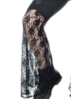 Crucifix Lace Mesh Flared Pants