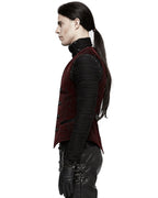 Red Alcazar Button Up Velvet Waistcoat