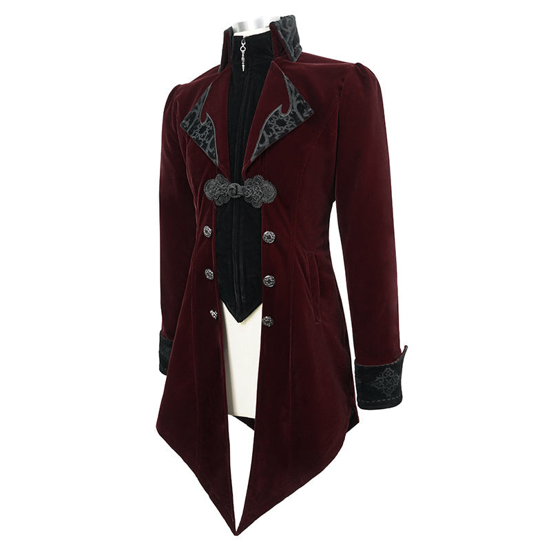 Burgundy Gothic Velvet Tailcoat