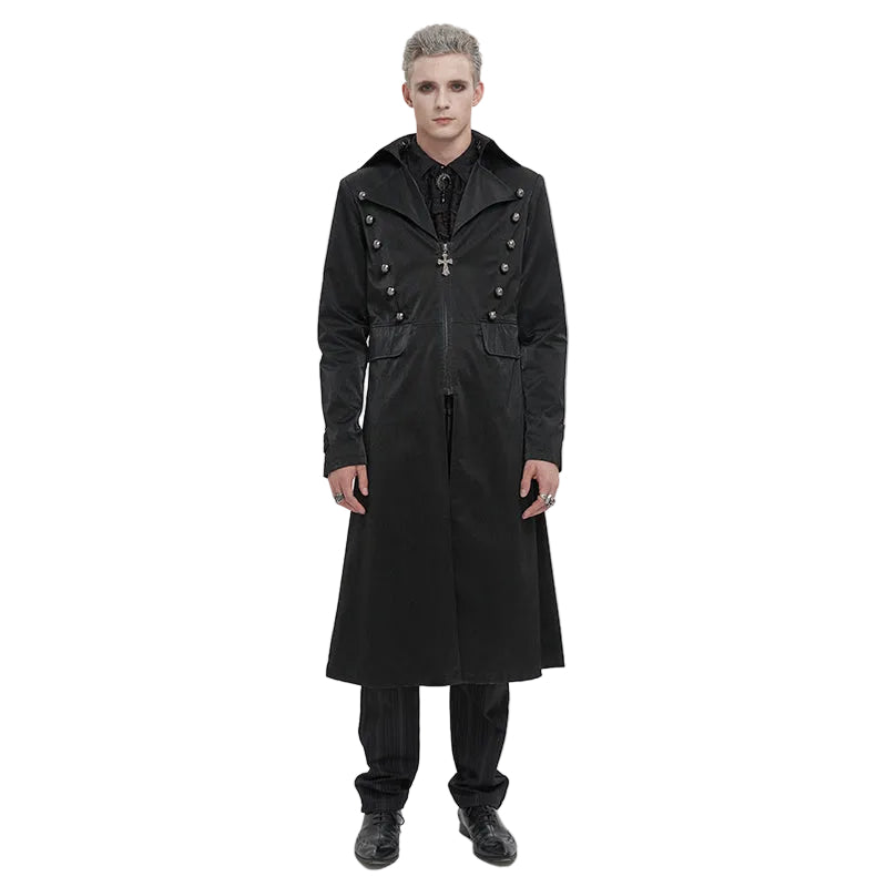 Stylish Crucifix Zip Trench Coat