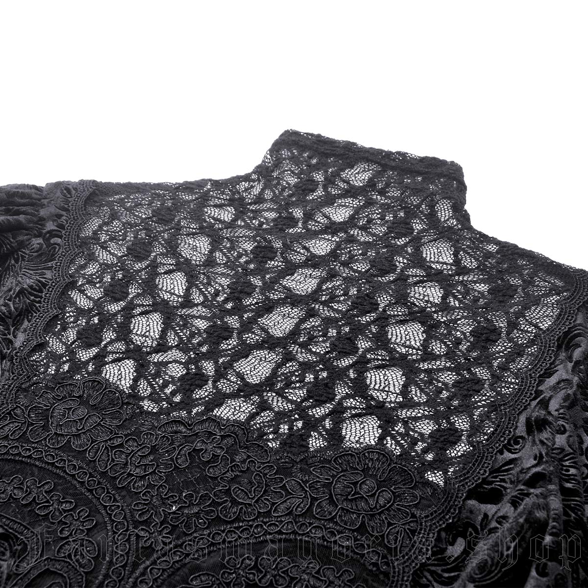 High Neck Jacquard Velvet Blouse