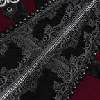 Big Buckle Long Velvet Black Gothic Jacket