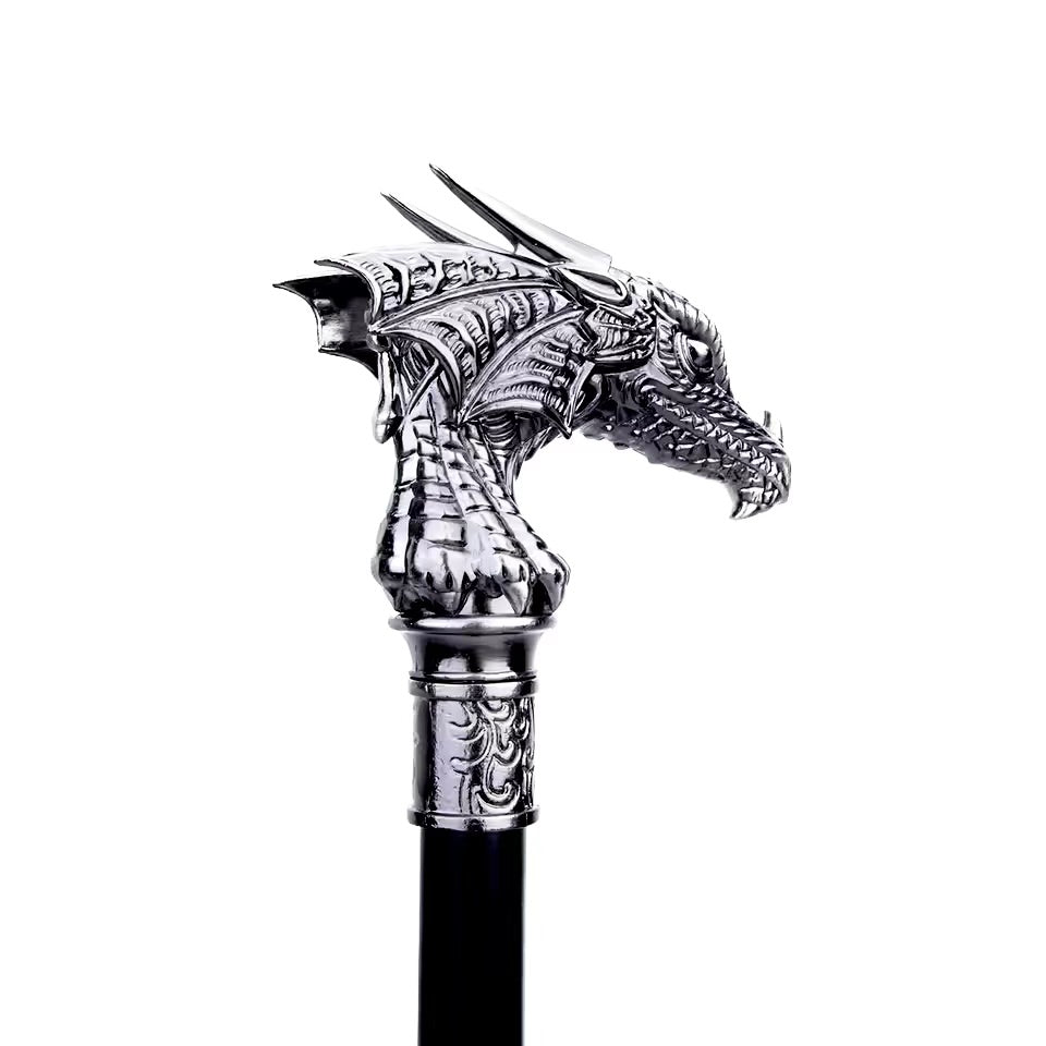 Silver Dragon Head Cane
