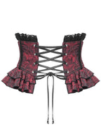 Red Crucifix Rose Frill Corset Belt