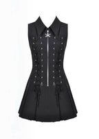 Skull Zip Lace Up Skater Dress