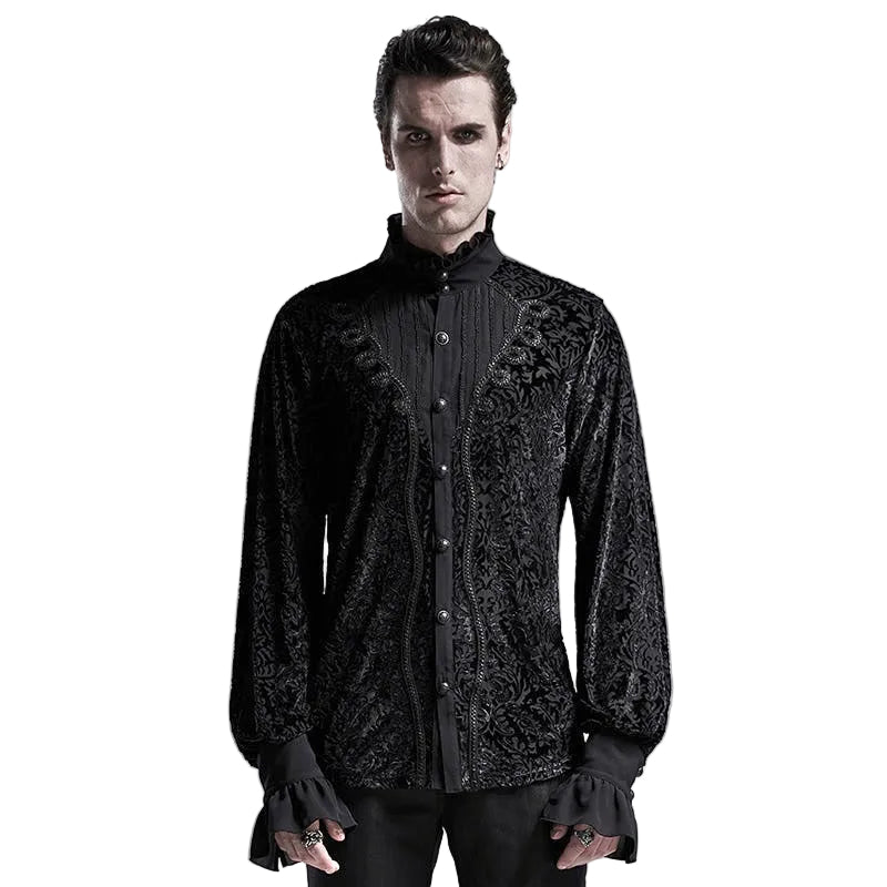 High Neck Gothic Patterned Shirt