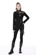 Asymmetric Punk Shredded Buckle Top