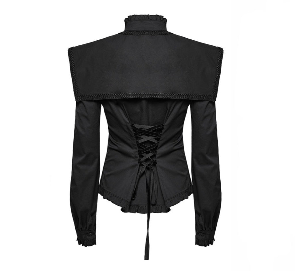 Embroidered Gothic High Neck Shirt Blouse