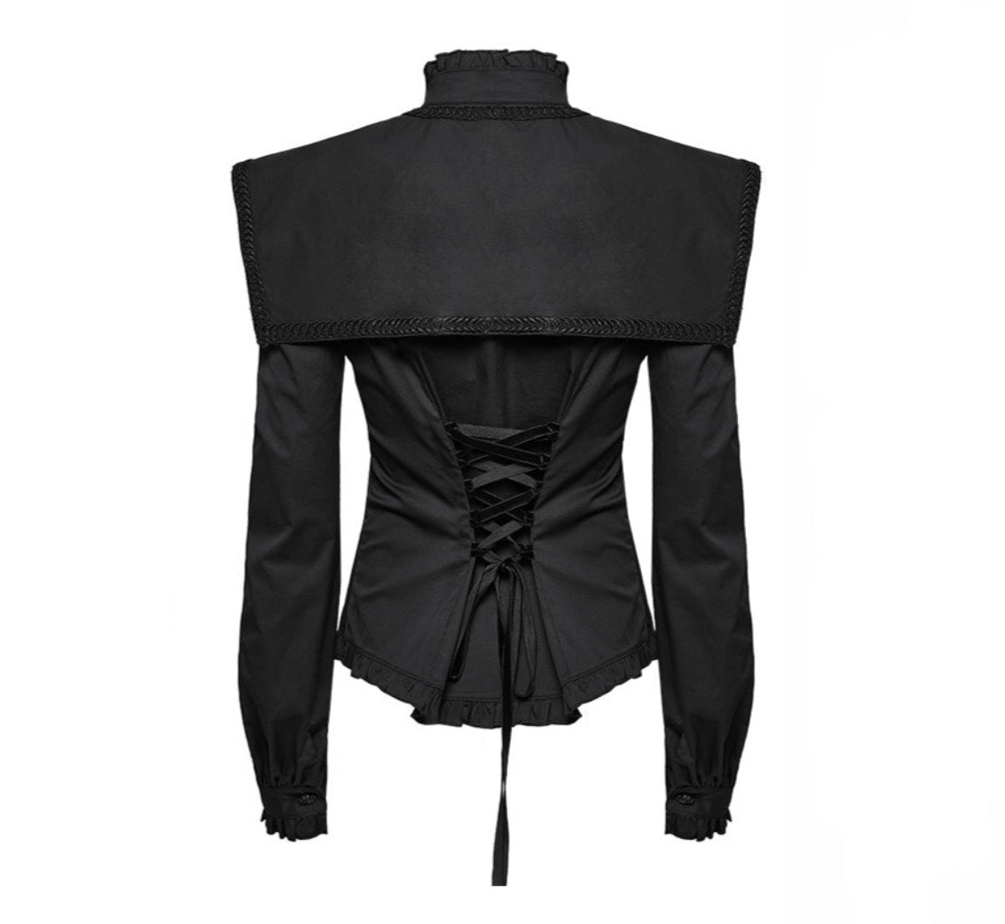Embroidered Gothic High Neck Shirt Blouse
