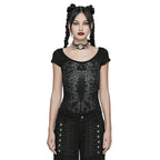 Cap Sleeve Ribcage Skeleton Ring Cutout Spine Top