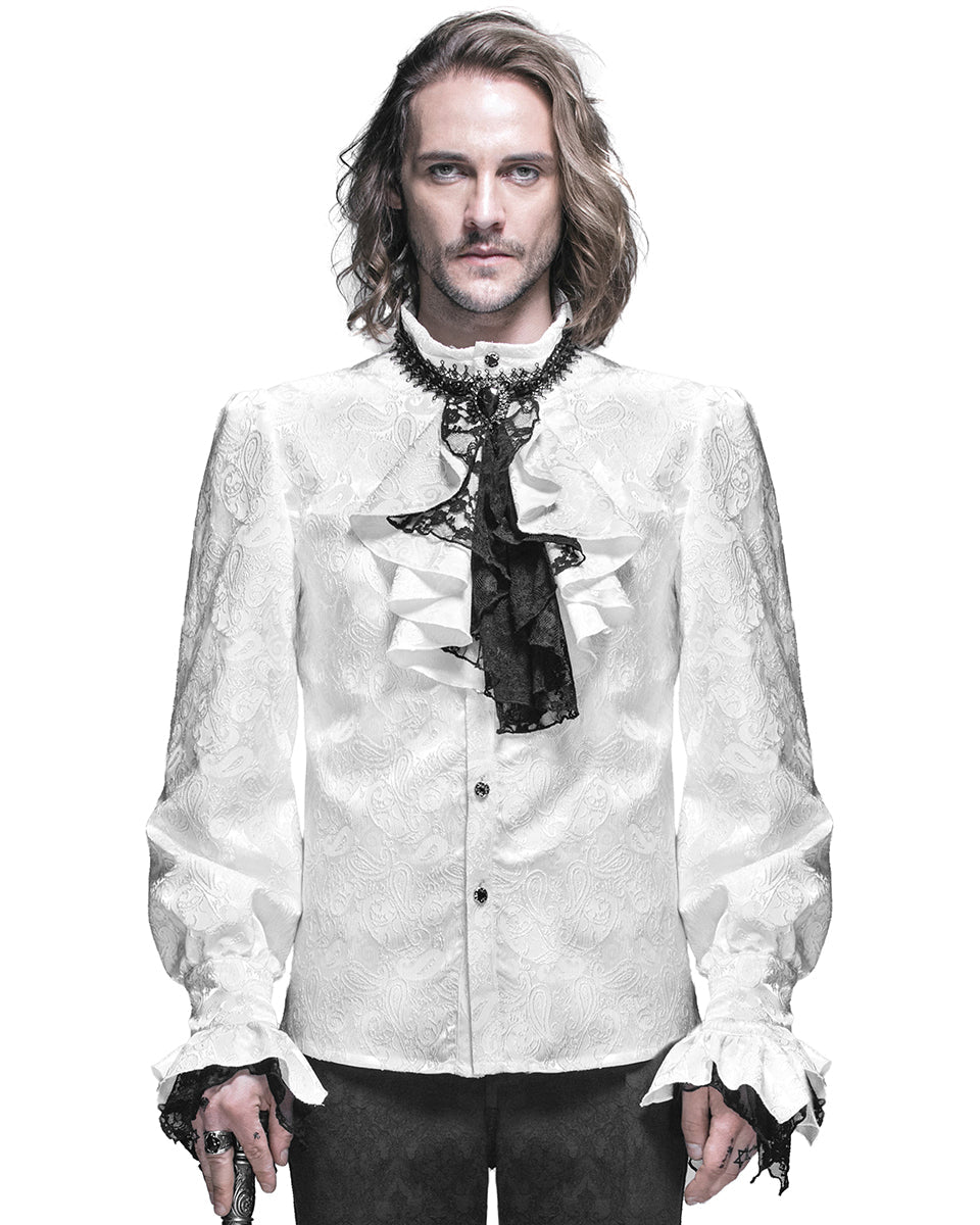 White Ruffle Jewel Cravat