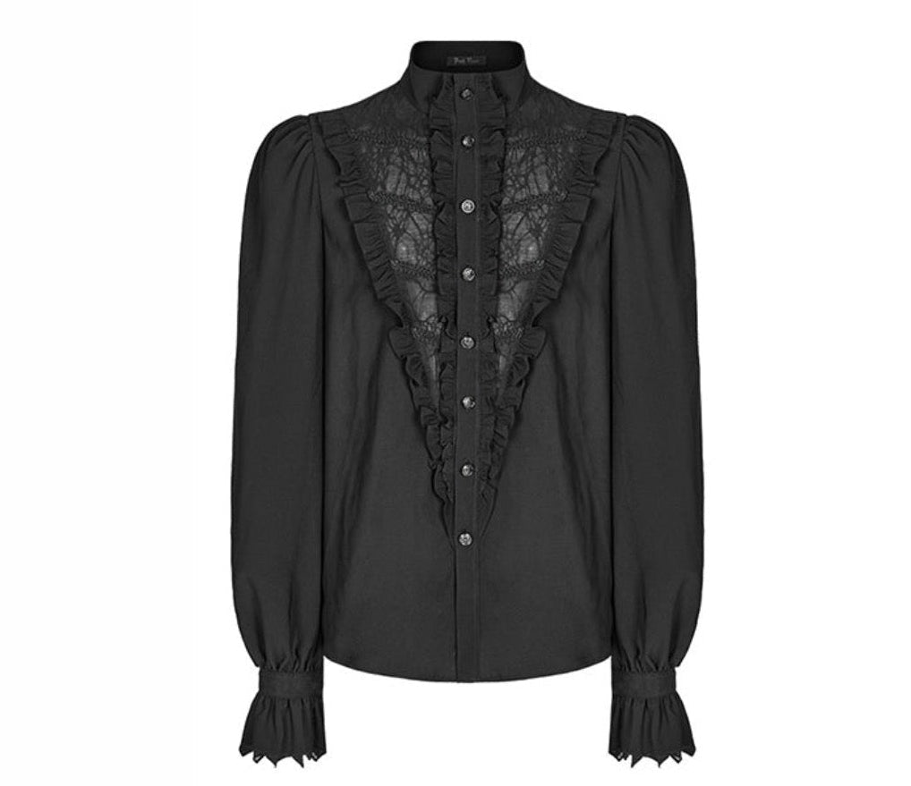Lace V Neck Ruffle Shirt