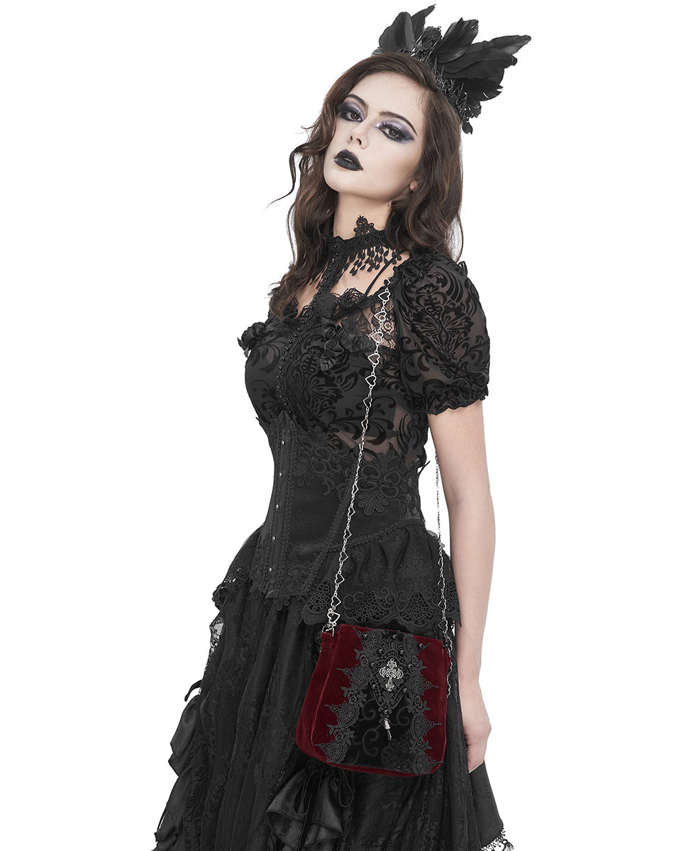 Red Crucifix Heart Chain Bag