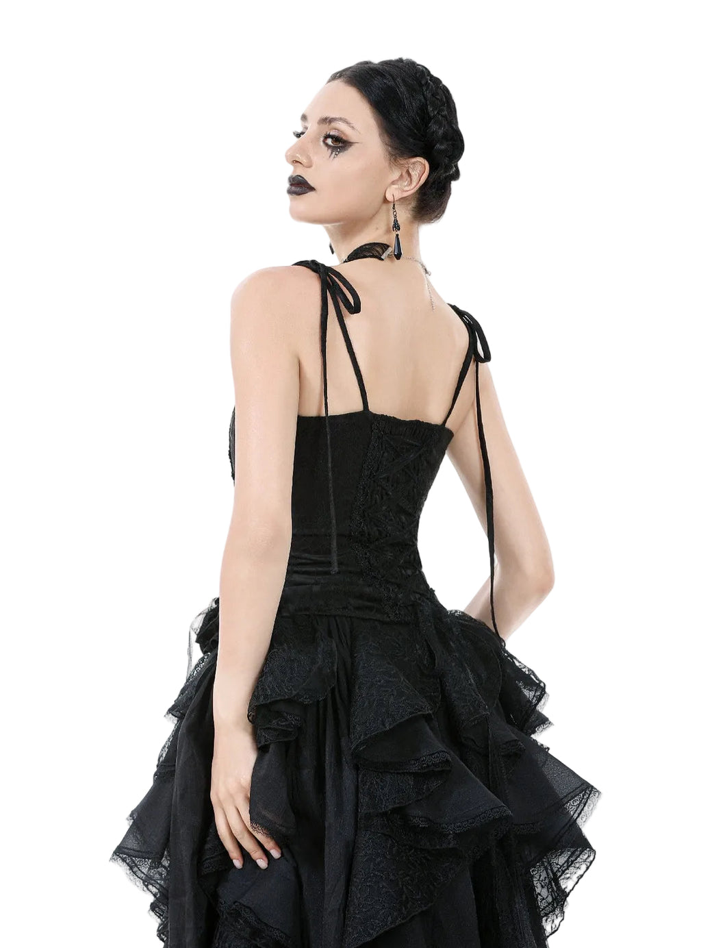 Lace Frill Ribbon Corset Top