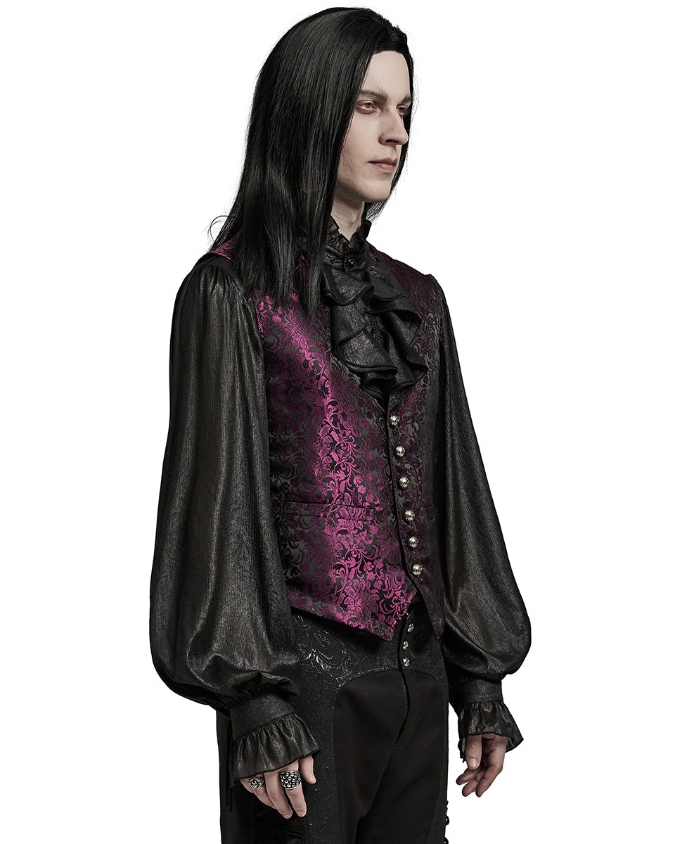 Red Lace Up Brocade Waistcoat
