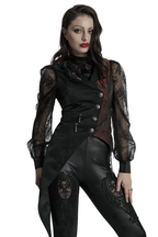 Women’s Black & Red Asymmetrical Waistcoat