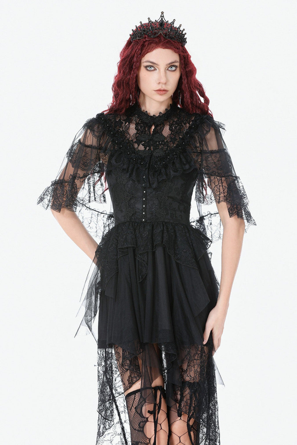 Sheer Mesh Laced Capelet